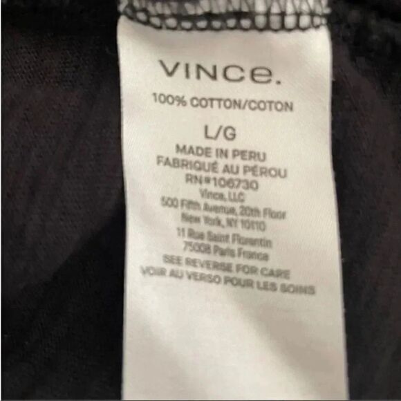 Vince Black Long Sleeves Crewneck Cotton Minimalist Essential Unisex Shirt L - Picture 7 of 9